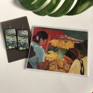 Farmers Market notecard and earring set